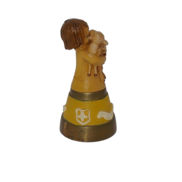 Anri Ferrandiz Spring Arrivals Hand Painted Girl with Sheep Brass Bell - Picture 3 of 9